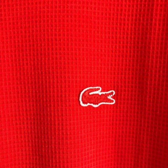 Lacoste Mens Waffle Knit Thermal Sleep Shirt Red Size XS - Picture 3 of 11
